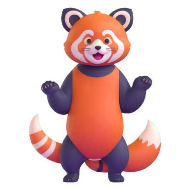 red panda standing on hind legs, playful pose sticker