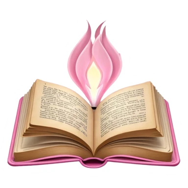 An open pink book with lights emerging from its pages sticker