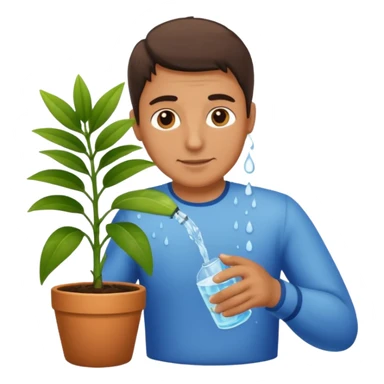 MAN pouring water for the plant sticker