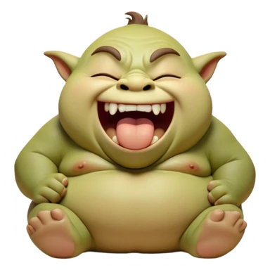 Cinematic Cute Yawning Ogre Portrait Emoji, with a surprisingly cuddly, rotund figure in soft earthy greens and browns, head tilted back in a big, gentle yawn exposing a set of comically oversized teeth, simplified yet irresistibly adorable, highly detailed with a soft glowing outline that captures the sleepy charm of a friendly ogre after a long day of gentle mischief! sticker