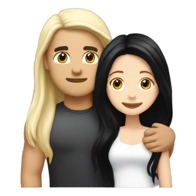 Tan man with long black hair, hugging, hot white girl with blonde hair ￼ sticker