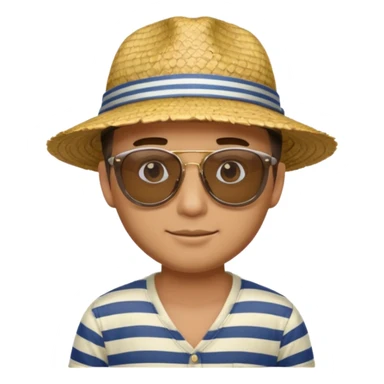 man with striped clothing sun glasses and straw hat sticker