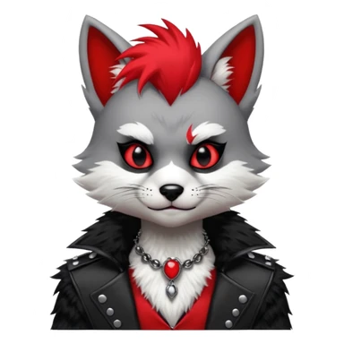 Anthropomorphic Anthro Furry punky gothic black white and red badass cool stylish handsome smexy Animal-furry-fursona sticker