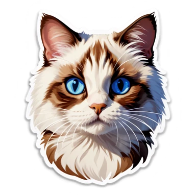 realistic blue eyed cat portrait sticker