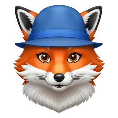 A red fox with the black mask and blue hat sticker