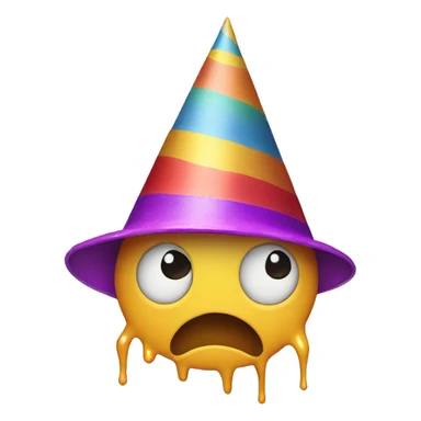 Face melting with a party hat on sticker