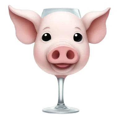 pig with white wings drinking wine sticker