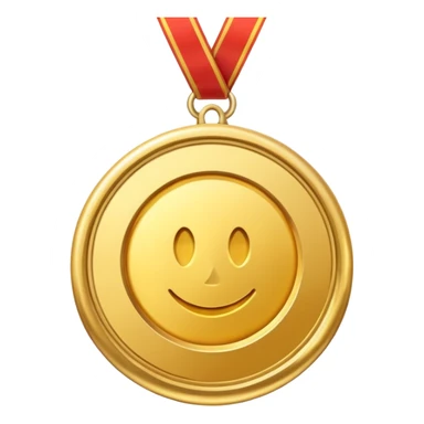 JUST THE CIRCLE  golden medal with a glossy finish, central clean,  sticker