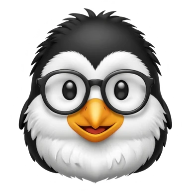 cartoon penguin with small glasses emoji style sticker