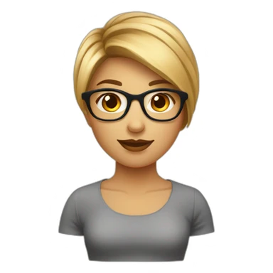 Fille a lunettes cheveux lisses brun mi-court sticker