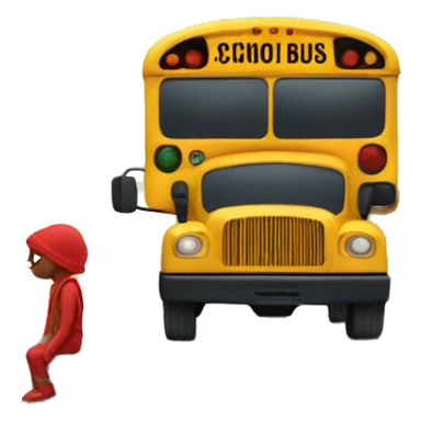 Red man watching a school bus sticker