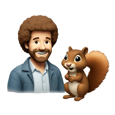 bob ross with squirrel sticker