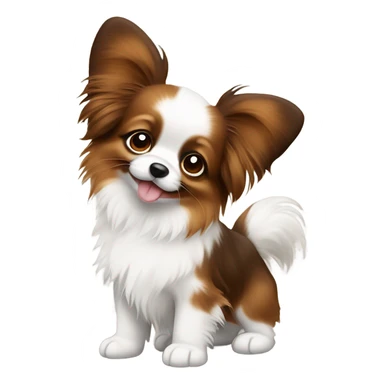 Cute papillon puppy brown and white  sticker