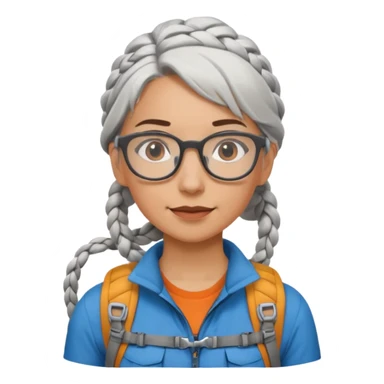 young climber woman with white/grey braided hair and glassess sticker