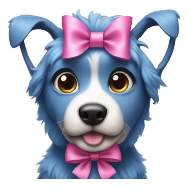 blue dog wearing a pink bow sticker