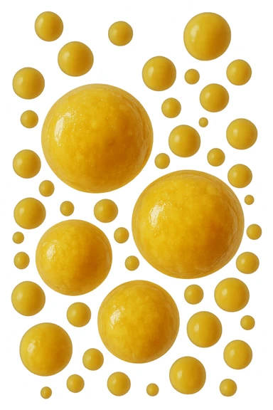 cellule di grasso gialle (adipociti) fluttuano in aria, iperrealistico 4k sticker