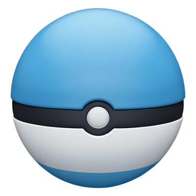 blue pokeball emoji, top half is a more saturated blue, bottom half is white, black stripe, with a matte texture sticker
