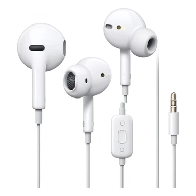 White Apple EarPods with wires and inline remote control sticker