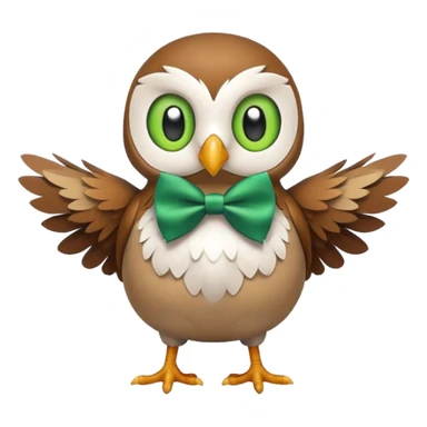 Rowlet (full body) with a green bow tie sticker