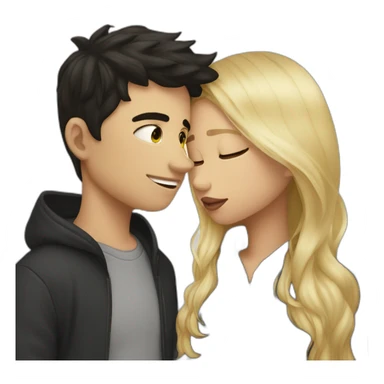dark haired boy im hoodie and blonde girl kissed sticker