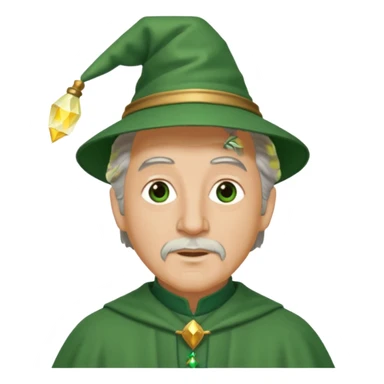 The Wizard from The Wizard of Oz with light skin, brown eyes, grey hair, green outfit sticker