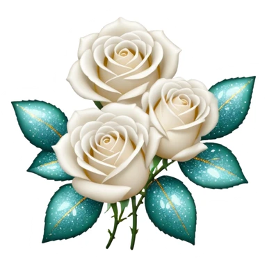 Glitter White Roses sticker