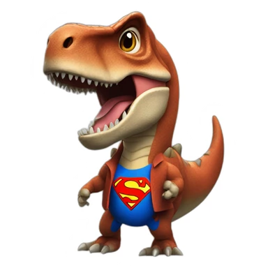 t-Rex with superman symbol with thumb up sticker