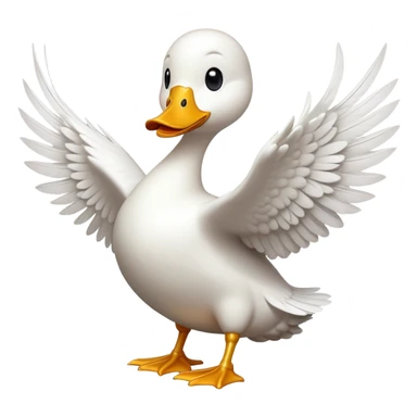 cinematic-[white duck]-realistic-full-body-perched-emoji,-wings-tucked-neatly elegant,-head-tilted-dramatically,-sleek-[white]-feathers,-simplified-yet-realistic-focused-features,-highly-detailed,-glowing-with-an-almost-sarcastic-glow sticker