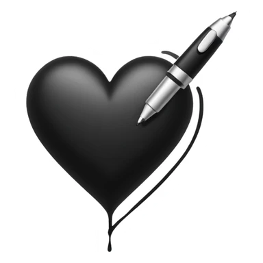 black ink pen stroke with heart shape sticker