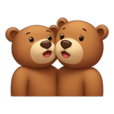 Female bear and male bear kissing, face only, with hearts above them sticker
