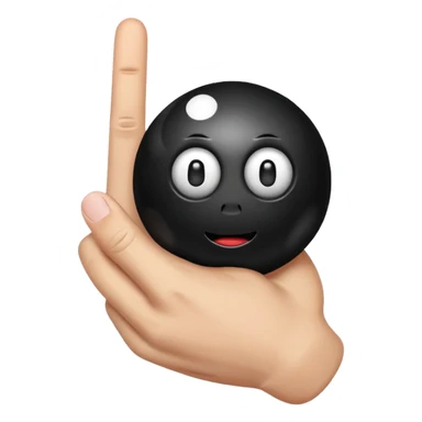 8 ball with a hand showing the middle finger, emoji style sticker