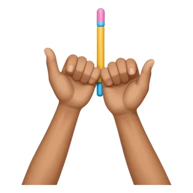 one hand above another hand holding imaginary pole with top hand looking like it’s moving up and down the pole sticker