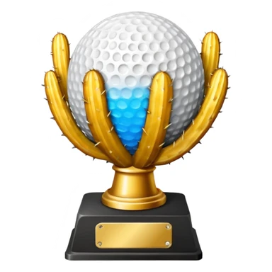 gold cactus trophy golf sticker