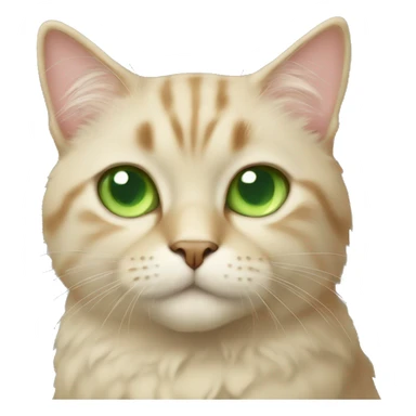 Beige cat with green eyes fluffy sticker