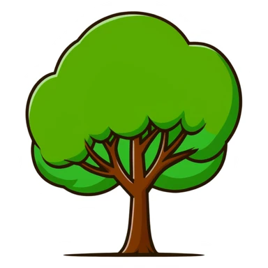 green tree with brown trunk sticker
