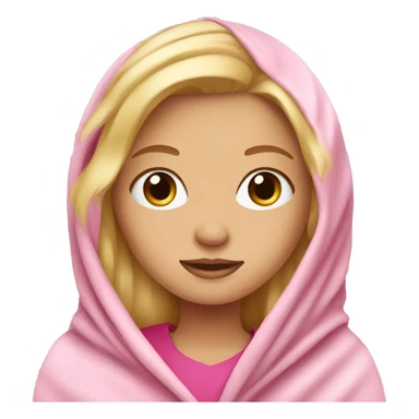 Blonde hair girl in pink blanket  sticker