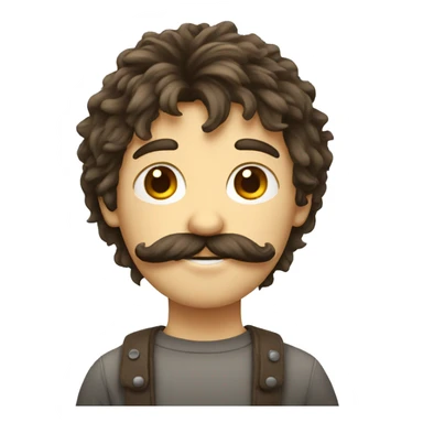 Long shaggy hair boy and moustache sticker