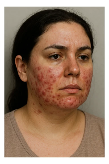 donna con pcos, con acne cistica infiammata e profonda sticker