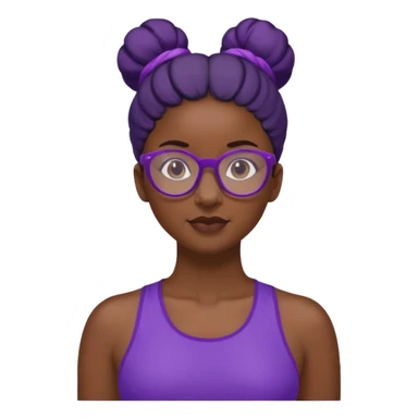 Female Athlete with Glasses – Dark-skinned woman, bun hairstyle, purple sports top.


 sticker