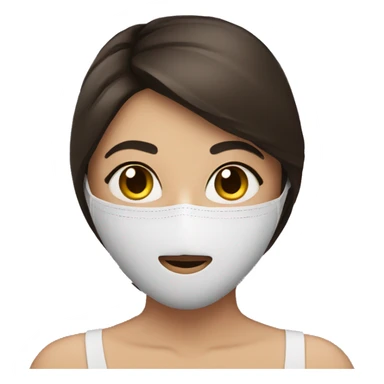 pretty brunette girl with mask on her face sticker