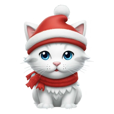 Snowy kitty British Christmas with red hat star  sticker