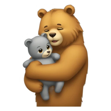 big cat hugs a little bear sticker