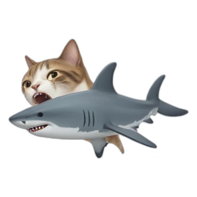 Cat beating a shark sticker