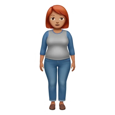 Lazy old Short woman with straight short red hair and fat tummy..wears business casual jeams and full sleeve  tshirt. Not smart looking ill fitting clothes sticker
