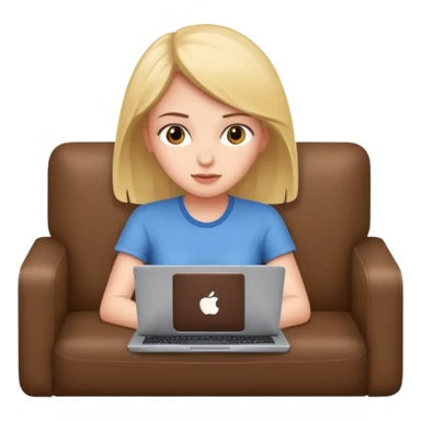 A girl is lying on the couch with a laptop, working sticker