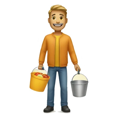 man with supermarket bucket sticker