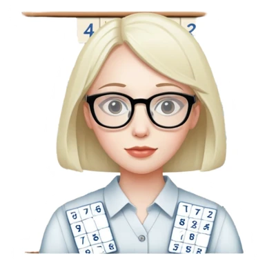 Nerdface with glasses, in front of a Sudoku puzzle sticker