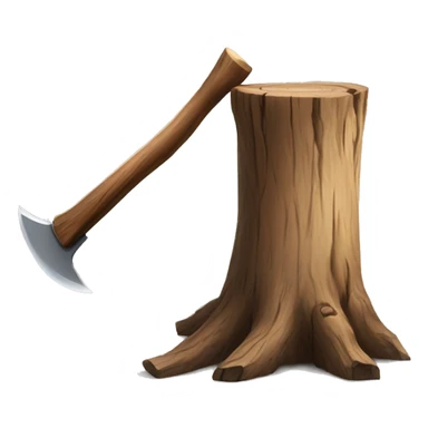 Tree stump with an axe cleaved in  it  sticker