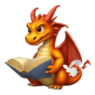 dragon-reading-a-book-with-a-cup-of-tea sticker