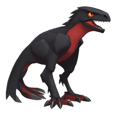  Cool Edgy Black Red Digimon-Fakemon-Raptor-Reptile full body sticker